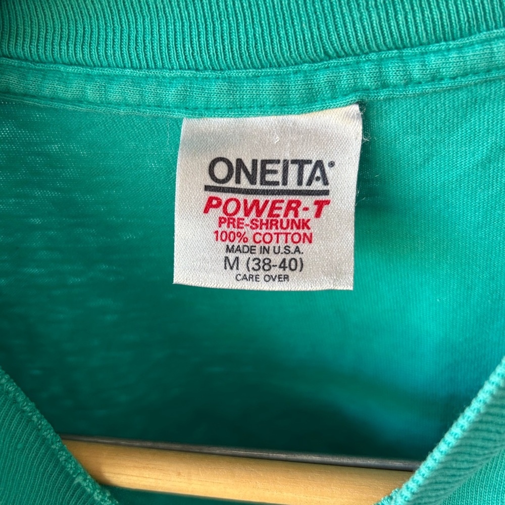 Vintage 90’s Basic Teal Single Stitch “Solvang” S… - image 5